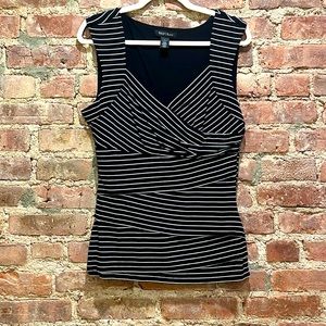 Black and white striped tank top wrap style
